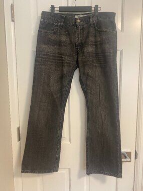 Levi's 527 Bootcut Jeans Men's 33x30 Blue Washed Black Stretch Denim Distressed